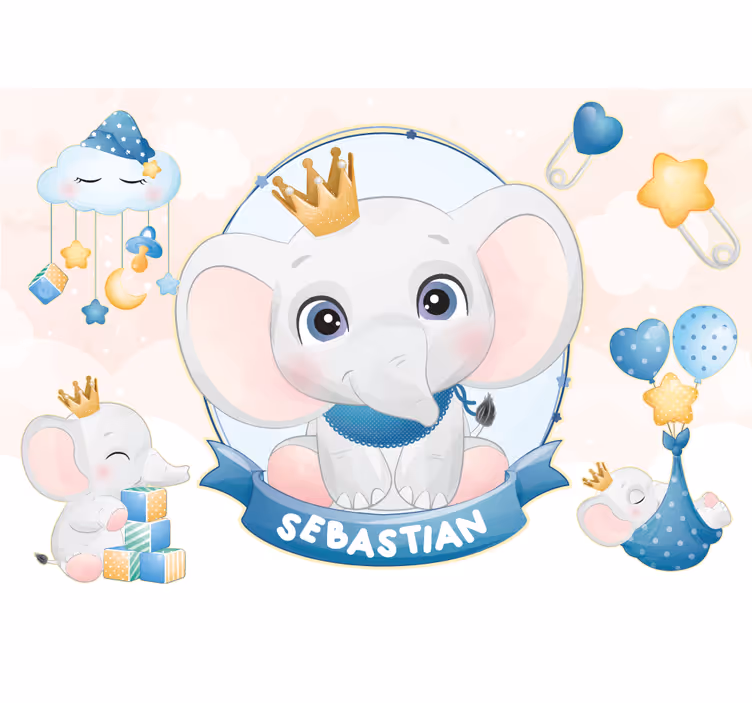 Foto behang babykamer schattig olifanten ontwerp - TenStickers