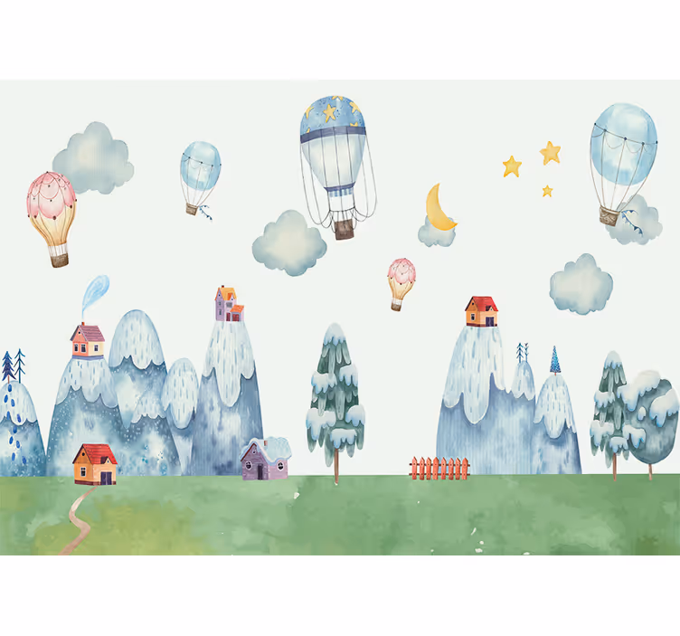 Foto behang babykamer fantasievolle luchtballonnen - TenStickers