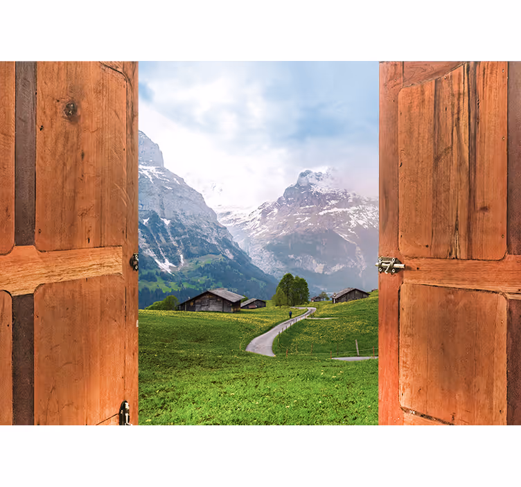 Fototapet landschap bergzicht opening - TenStickers
