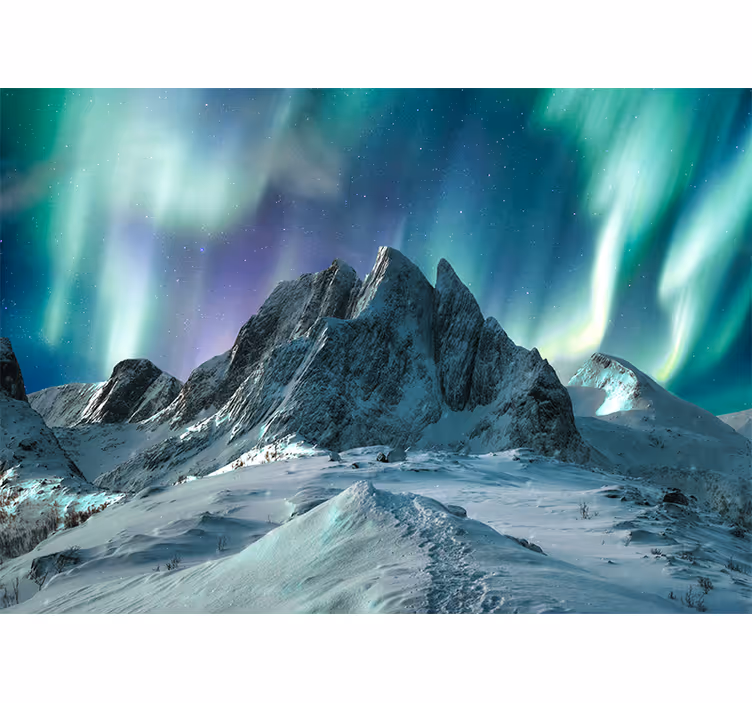 Fototapet landschap berg aurora's weergave - TenStickers