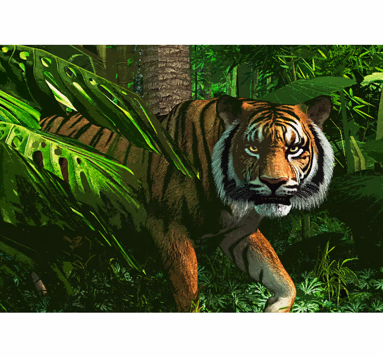 Foto behang dieren majestueuze tijger op jacht - TenStickers