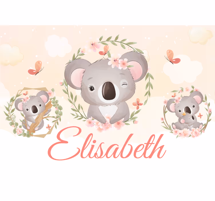 Gepersonaliseerd fotobehang koala familie vreugde - TenStickers