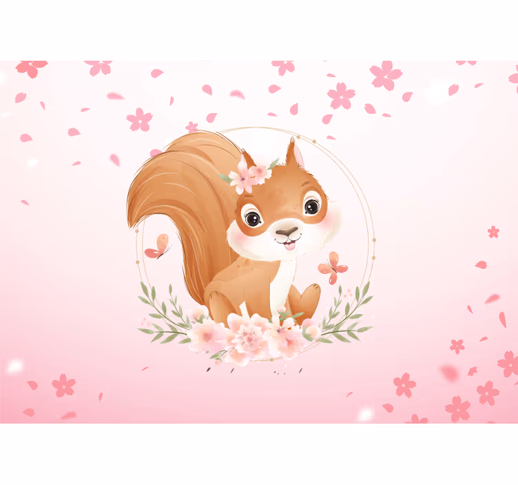 Portret van een baby-eekhoorn foto behang babykamer - TenStickers