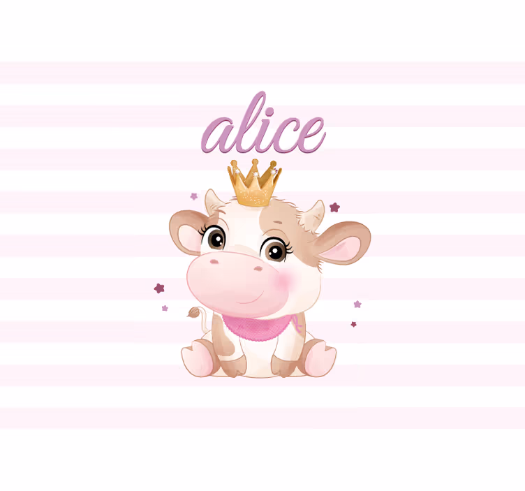 Gekroonde koe illustratie fotobehang kinderkamer - TenStickers