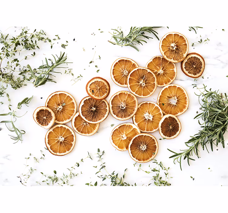 Gedroogde citrus elegantie bloemen foto behang - TenStickers