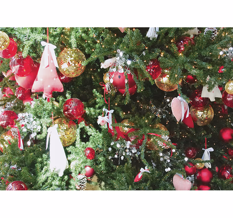 Fotobehang kerst feestelijke kerstornamenten - TenStickers