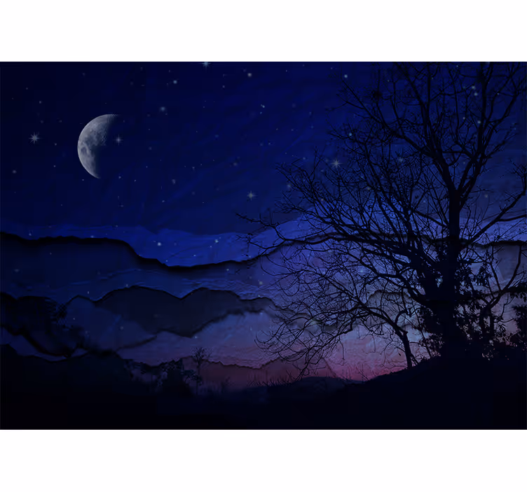 Fotobehang lucht maanverlichte nachthemel - TenStickers