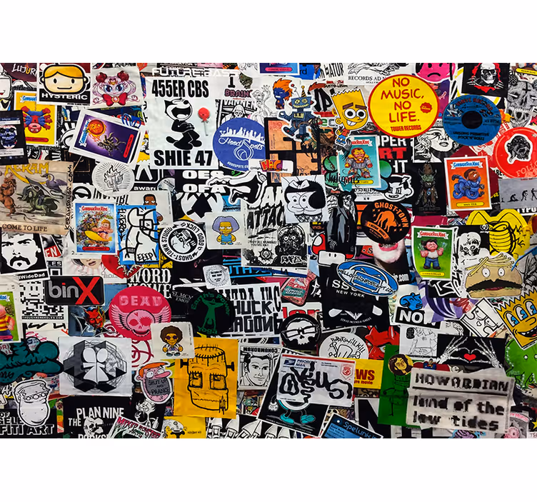 Fotobehang graffiti kleurrijke sticker collage - TenStickers