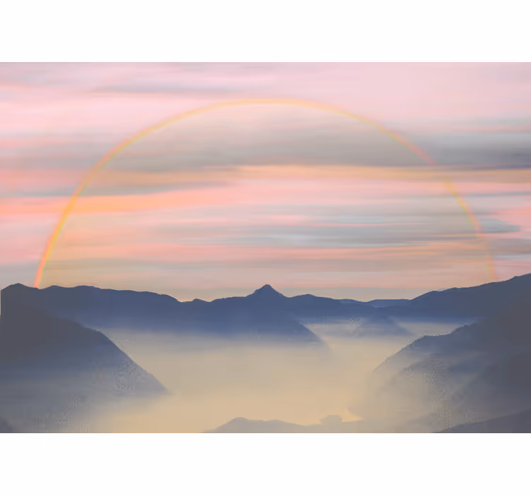 Fototapet landschap regenbooglandschap bergen - TenStickers