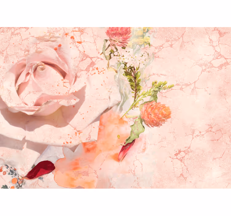 Bloemen foto behang romantische roze rozen - TenStickers