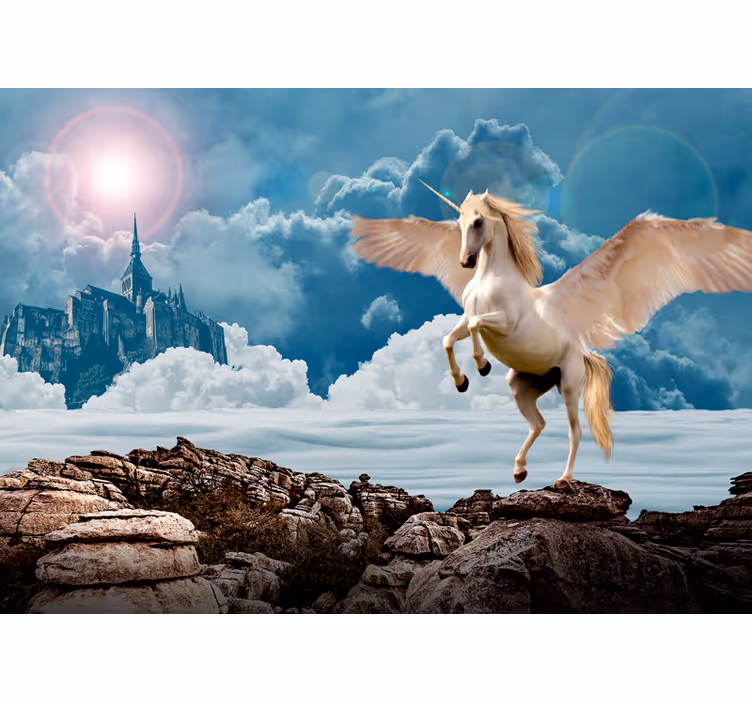 Fotobehang sprookje majestueuze eenhoornvlucht - TenStickers