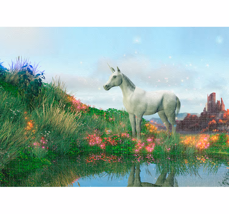 Fotobehang sprookje majestueus eenhoornlandschap - TenStickers