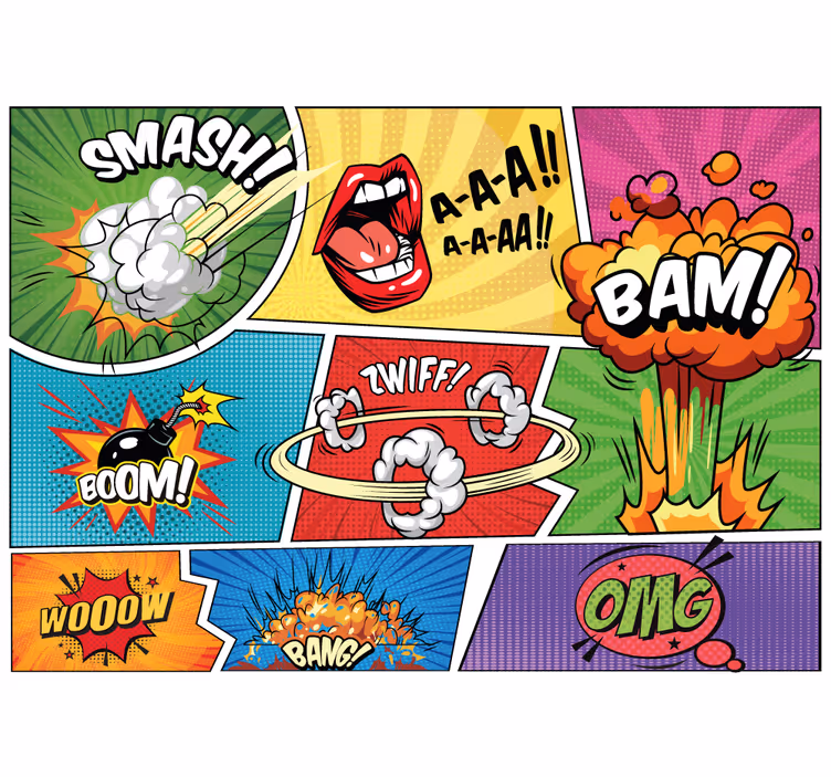 Fotobehang graffiti stripboek actie - TenStickers