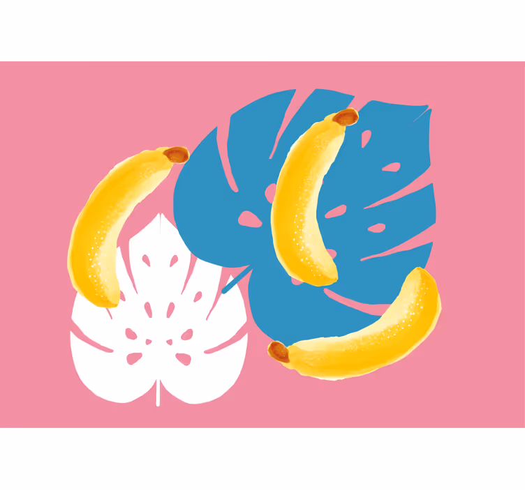 Fotobehang bloemen bananen en bladeren - TenStickers