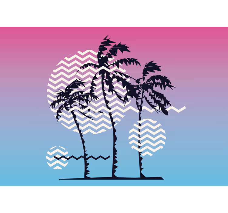 Fotobehang natuur palmen en golven - TenStickers