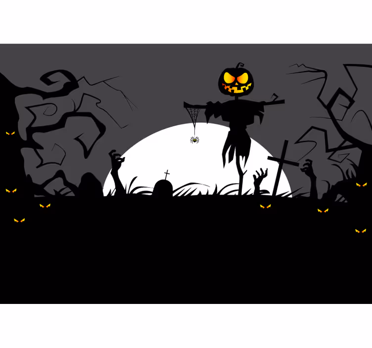 Fotobehang halloween creepy pompoen vogelverschrikker - TenStickers