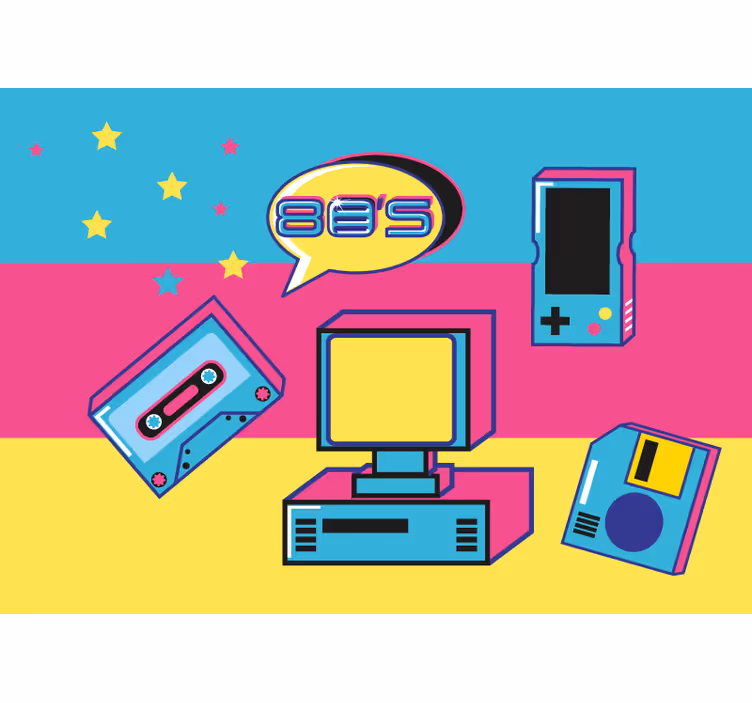 Fotobehang graffiti retro gaming elementen - TenStickers