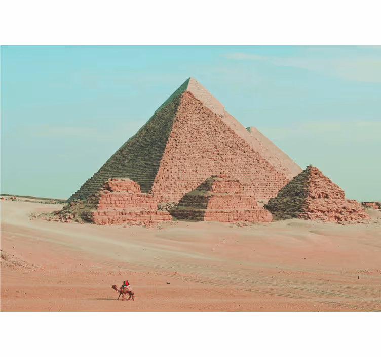 Fotobehang stad pyramides en kameel beelden - TenStickers