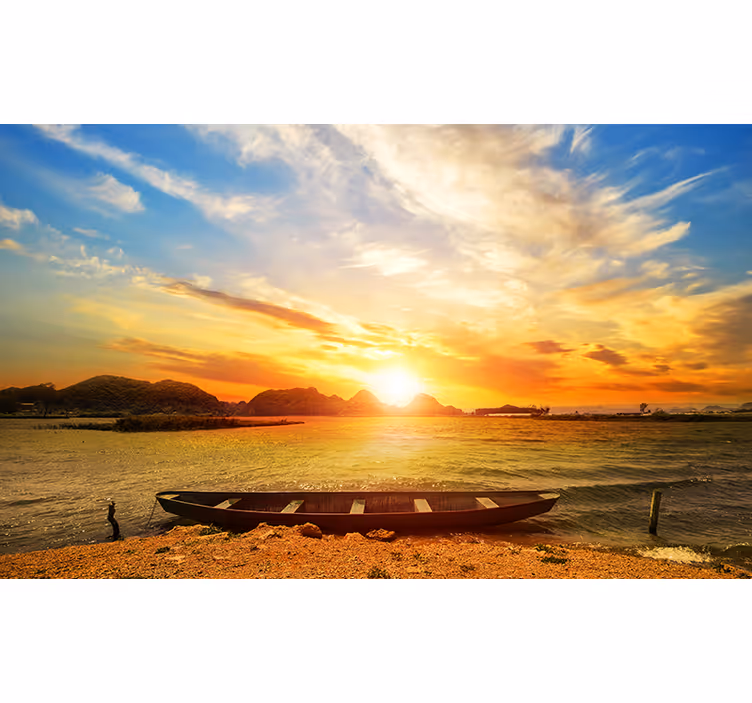 Fototapet landschap serene zonsopgang reflectie - TenStickers