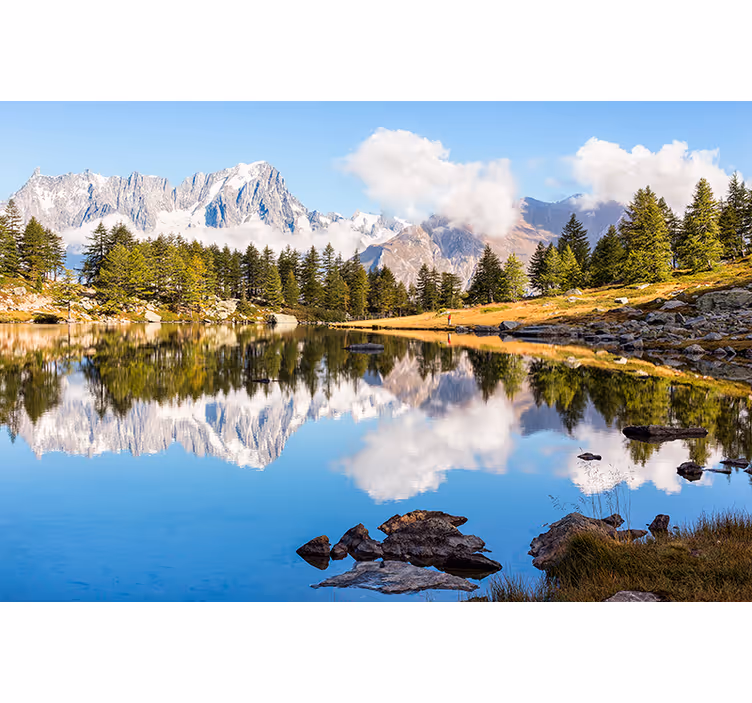 Fototapet landschap bergreflectie scenery - TenStickers