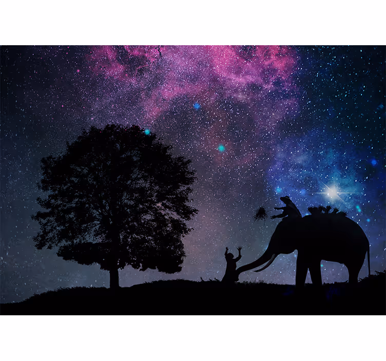 Fotobehang tekst kosmisch olifanten avontuur - TenStickers