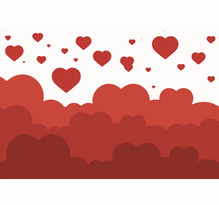 Foto behang liefde zwevende hartwolken - TenStickers
