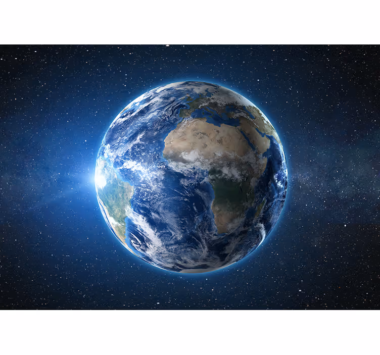 Fotobehang wereldkaart aarde vanuit de ruimte - TenStickers