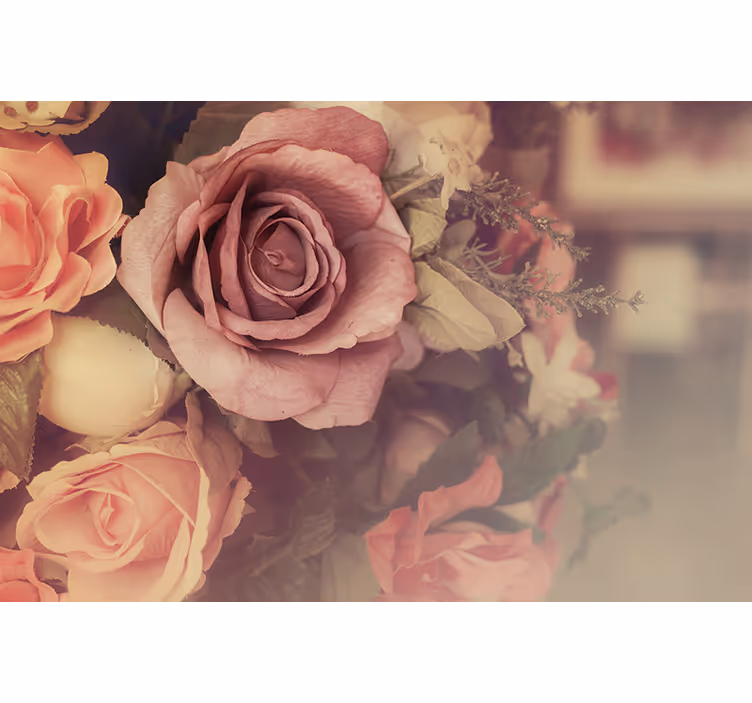 Bloemen foto behang rozenbloem compositie - TenStickers