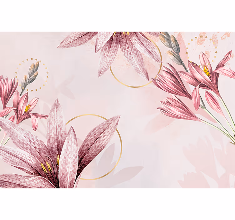 Bloemen foto behang roze lelies bloemen - TenStickers