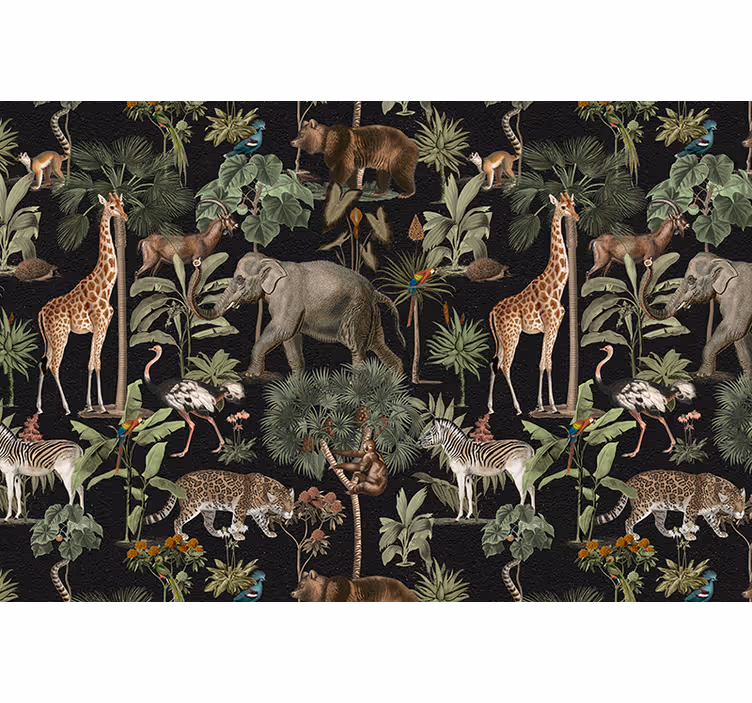 Foto behang dieren jungle scène - TenStickers