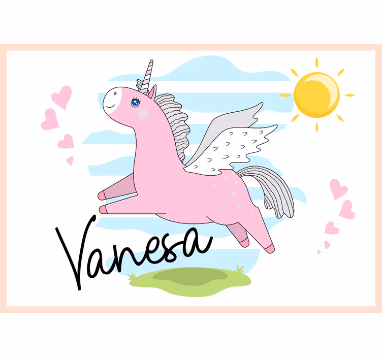 Foto behang liefde een roze eenhoorn avontuur - TenStickers