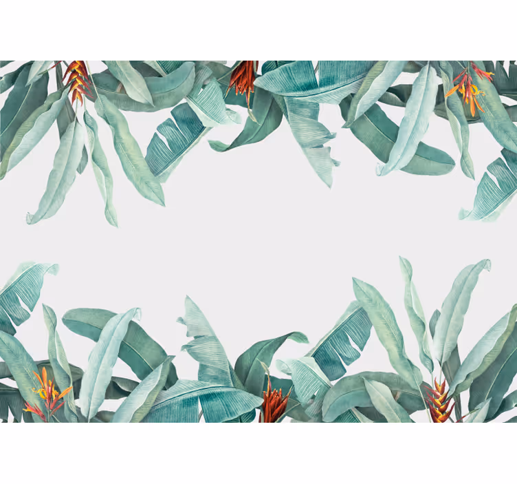 Bloemen foto behang tropisch groen patroon - TenStickers