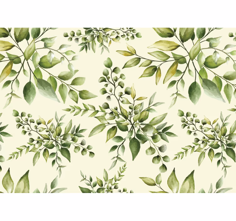 Bloemen foto behang elegant groene patronen - TenStickers