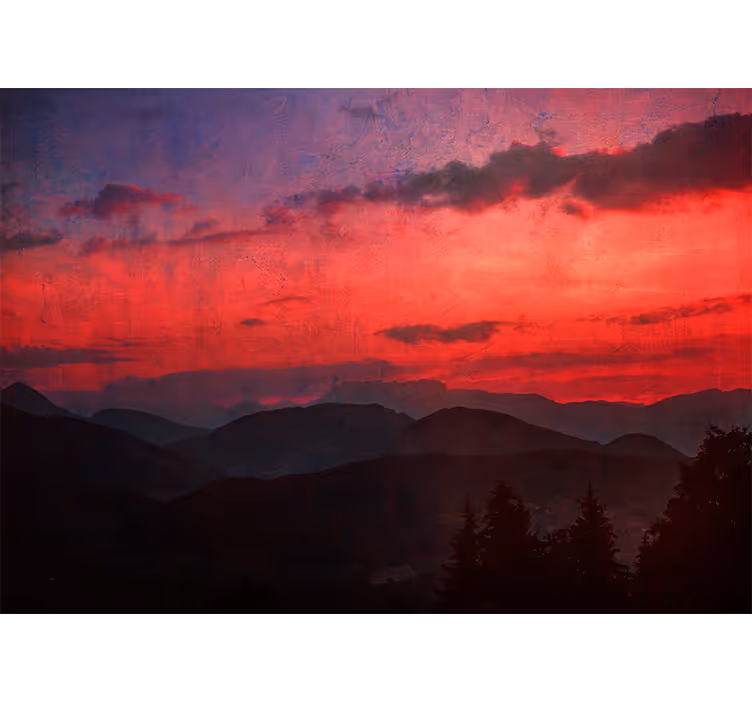 Fotobehang bergen dramatische bergzonsondergang - TenStickers