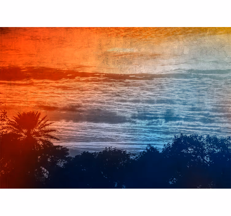Fototapet landschap schemering boven de golven - TenStickers