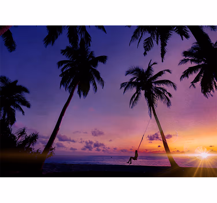 Fotobehang natuur zonsondergang swingende palm - TenStickers
