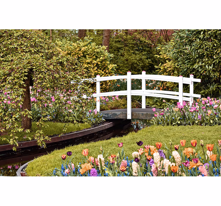 Fototapet landschap serene tuinbrug - TenStickers