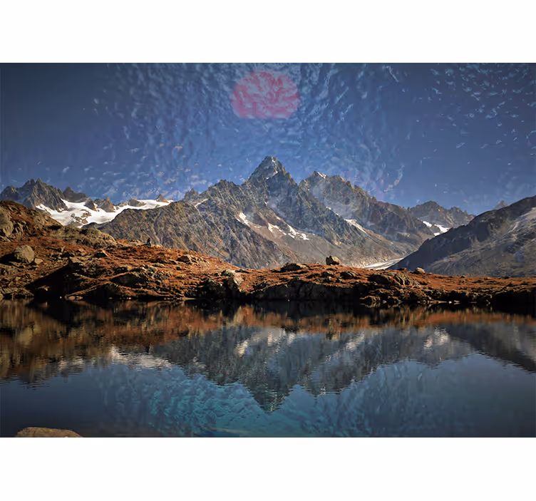 Fototapet landschap majestueuze bergen reflectie - TenStickers