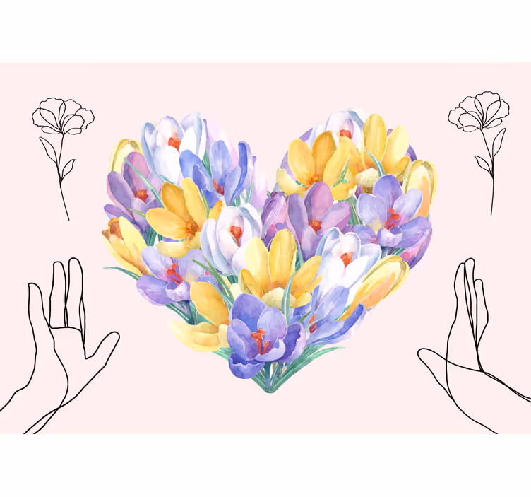 Bloemen foto behang hartvormig boeket - TenStickers