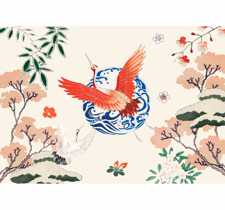 Foto behang dieren majestueuze rode kraanvogel - TenStickers