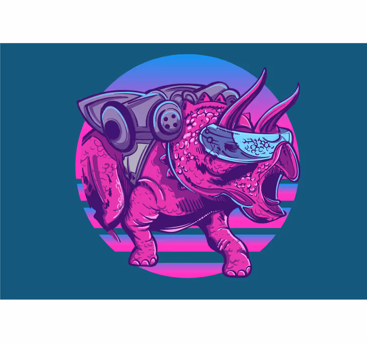 Foto behang dieren futuristische triceratops - TenStickers