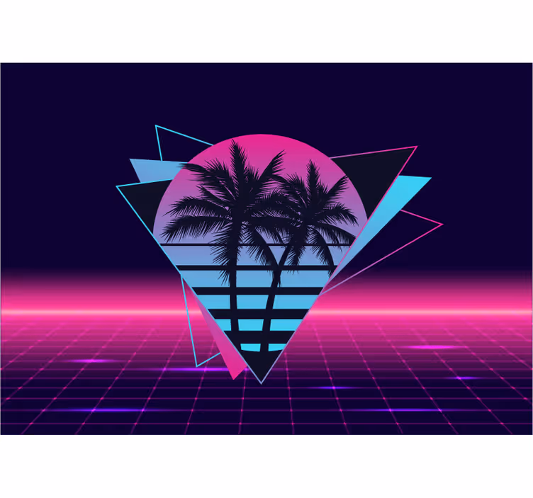 Fotobehang tekst retro palm geometrie - TenStickers
