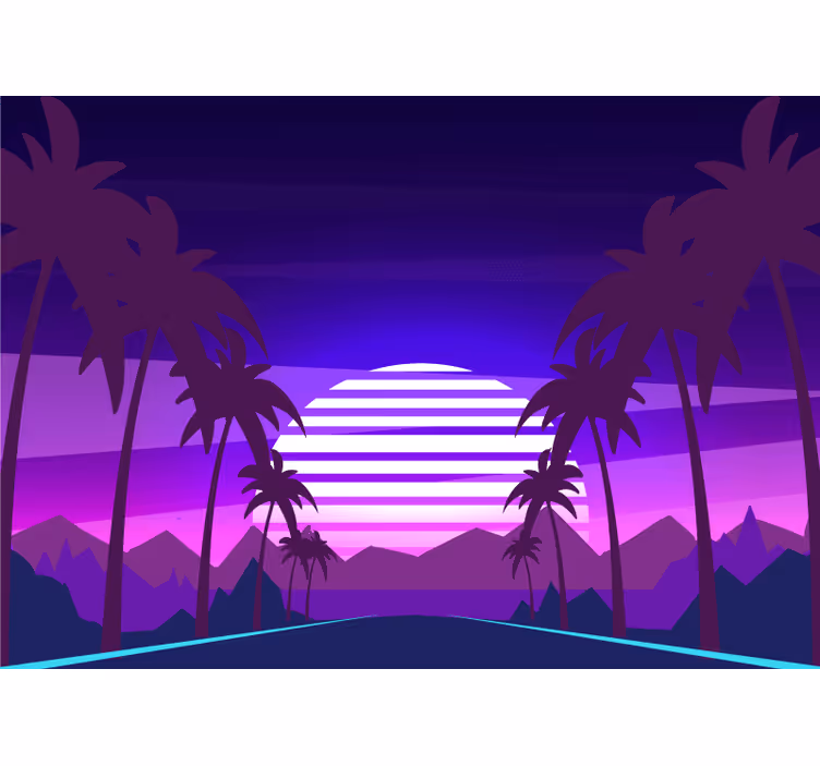 Fototapet landschap tropisch zonsondergang ontsnapping - TenStickers