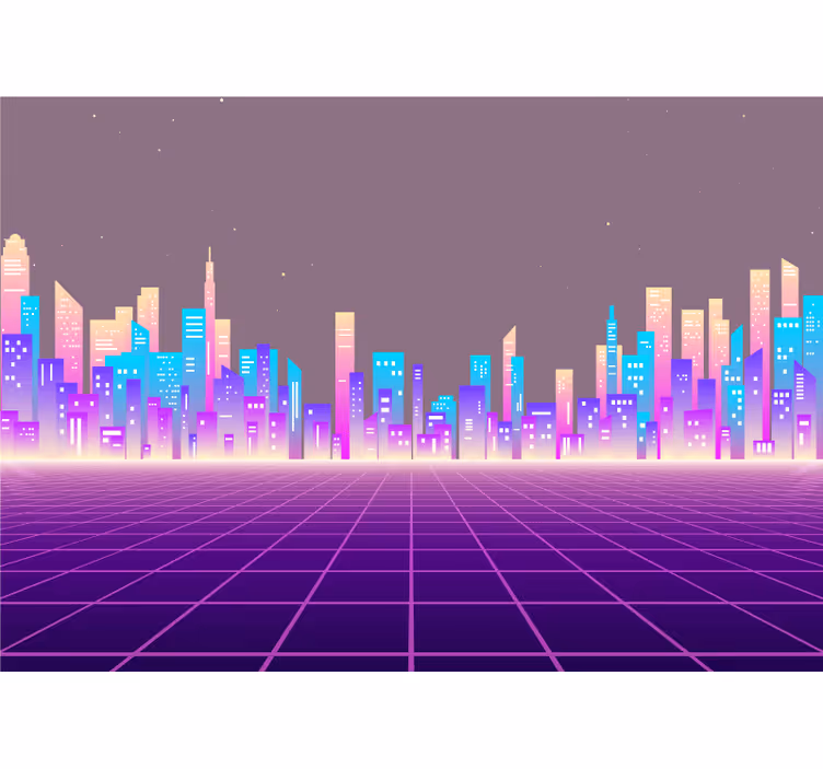 Fotobehang stad futuristische skyline - TenStickers
