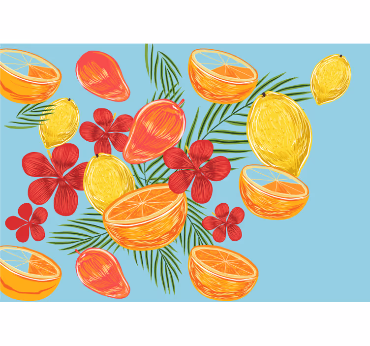 Bloemen foto behang tropisch fruit arrangement - TenStickers