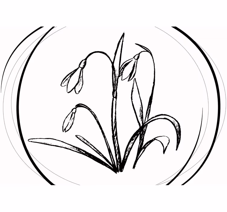 Bloemen foto behang sneeuwklokje bloemenomtrek - TenStickers