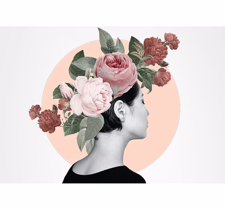 Bloemen foto behang bloemige haarversiering - TenStickers