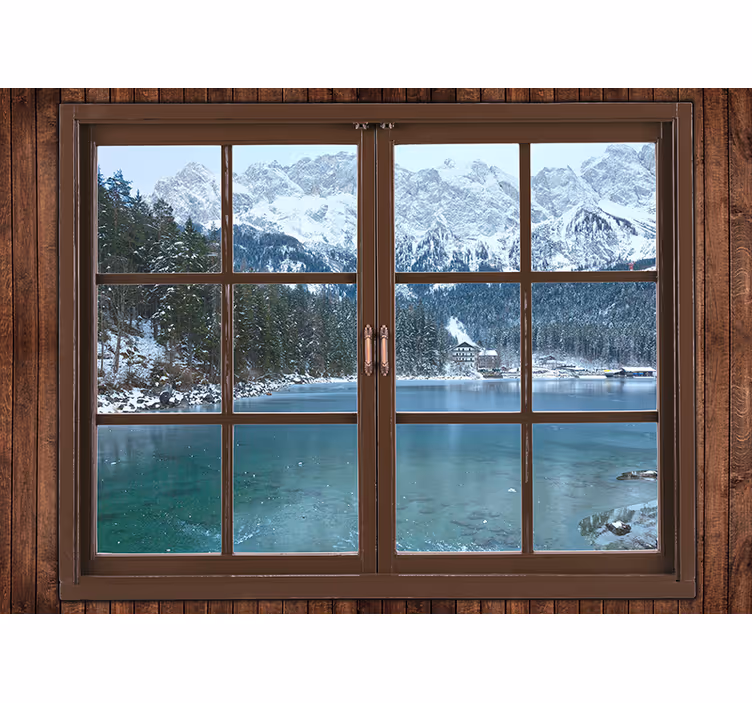 Fototapet landschap ijzige pieken uitzicht - TenStickers