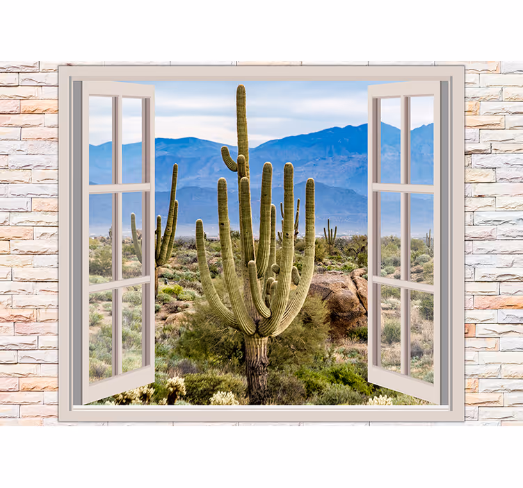 Fotobehang natuur woestijncactus uitzicht - TenStickers