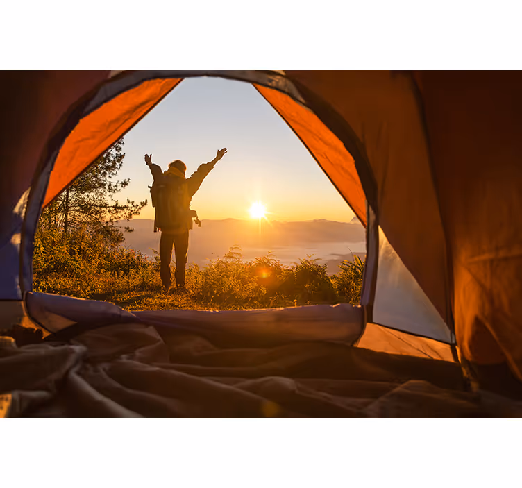 Fotobehang natuur zonsopgang avontuur vreugde - TenStickers
